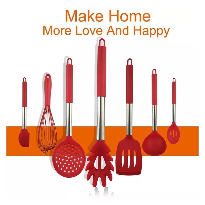 High quality 13PCS cooking Utensils with Stainless Steel and silicone Handle Silicone Kitchen Utensi图4