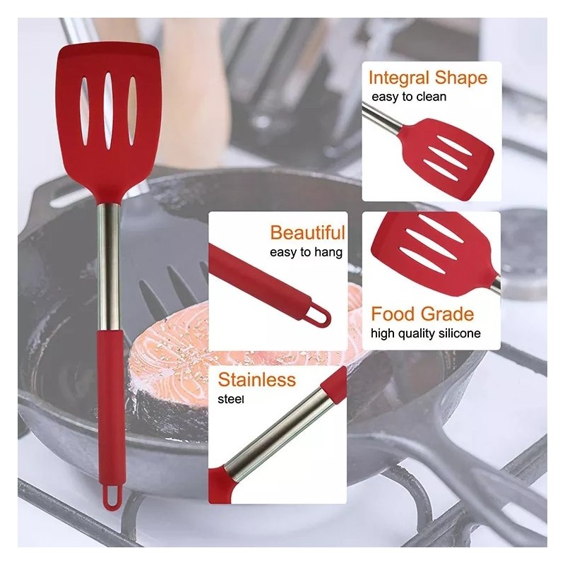 High quality 13PCS cooking Utensils with Stainless Steel and silicone Handle Silicone Kitchen Utensi图5