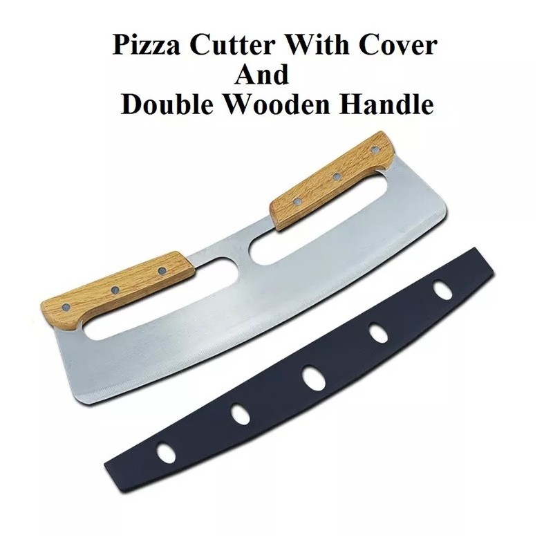 Food Grade Baking Tool Wooden handle Scraper Stainless Steel Pizza Cutter图2