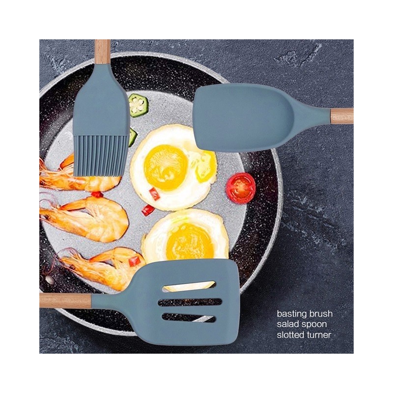 XIANGDA Nonstick Silicon Spatula Kitchen Utensil Set Silicone Cooking Utensils Kitchen图4