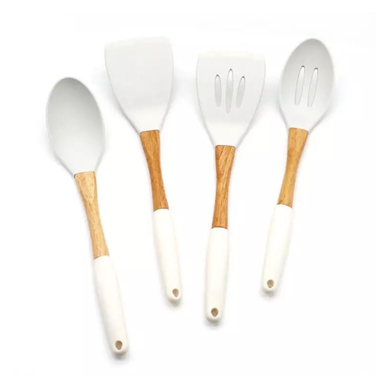 Factory Direct Offer Kitchenware Wooden Handle 7 Pieces Non Stick Silicone Kitchen Utensils Set With图4