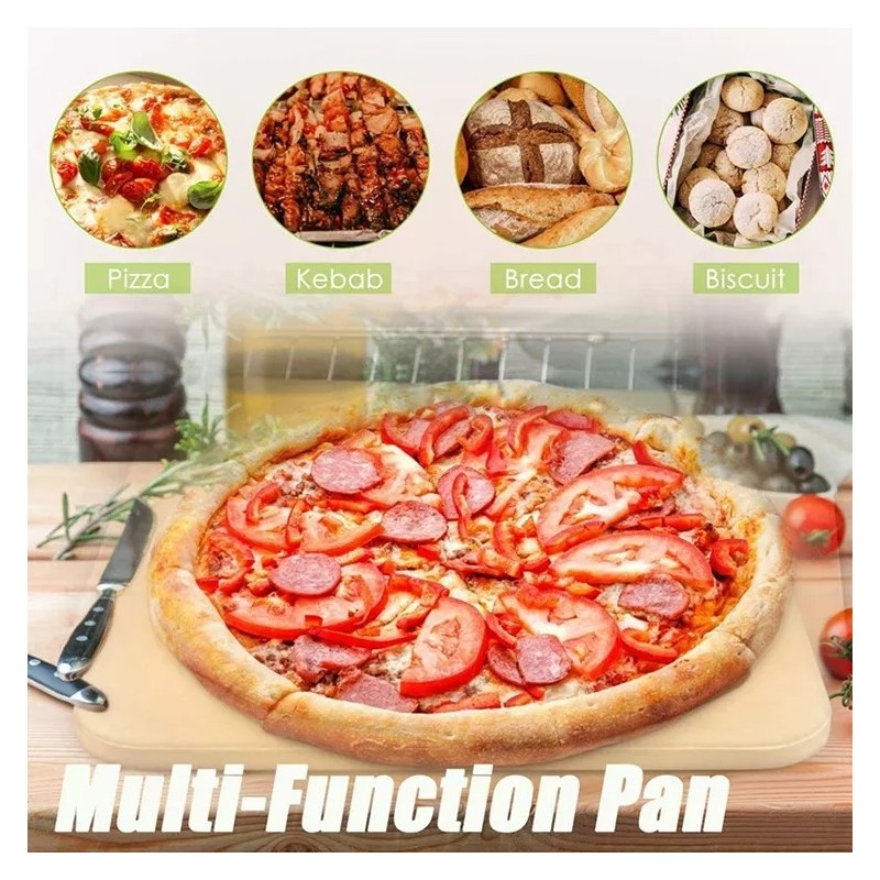 New Arrival Rectangular Ceramic Pizza Oven Stone Thermal Pizza Stone With Detachable Serving Rack Fo图3