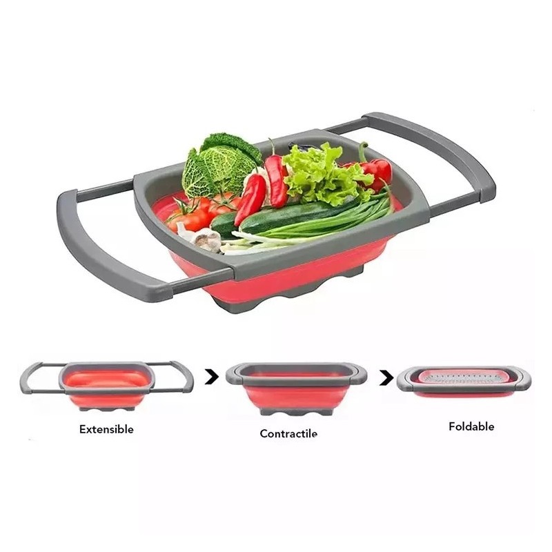 New Wholesale Eco-friendly Kitchen Folding Plastic Fruit Vegetable Sink Drain Basket Strainer图8