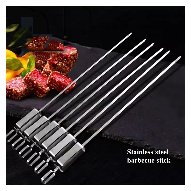 Food Grade 8 PCS Stainless Steel Barbecue Skewers or Sticks Set with Rack图3