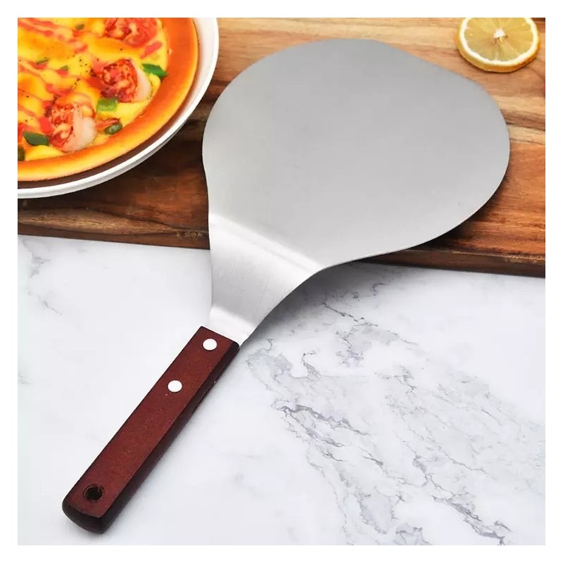 Stainless Steel Pizza peel Wood Handle Baking Shovel Paddle-Cake Lifter Transfer Tray for Baking  Pi图3