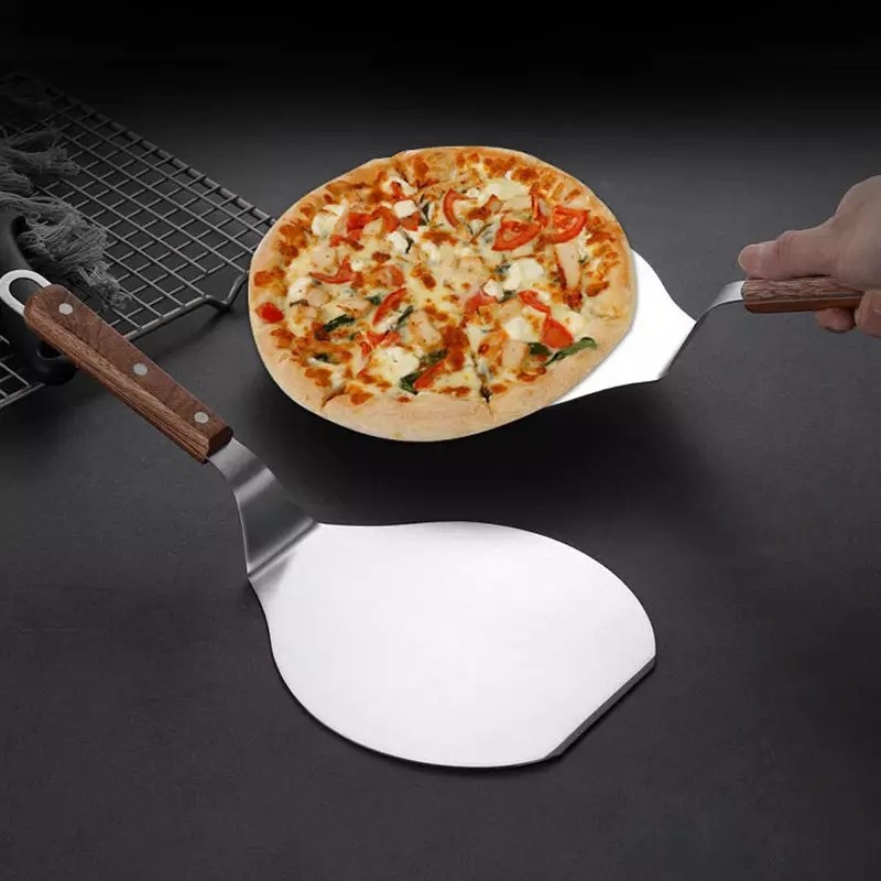 Stainless Steel Pizza peel Wood Handle Baking Shovel Paddle-Cake Lifter Transfer Tray for Baking  Pi图6