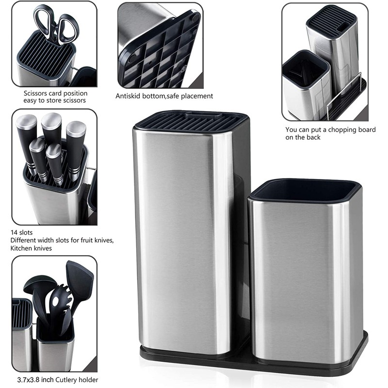 Multi-function Countertop Storage Kitchen Universal Stainless Steel Knife Holder And Utensil Holder 图2