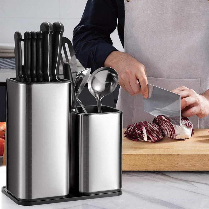 Multi-function Countertop Storage Kitchen Universal Stainless Steel Knife Holder And Utensil Holder 图3