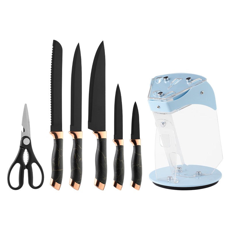 7 Piece Black Coating Knife Sets Stainless Steel Kitchen Knives Setsr图7