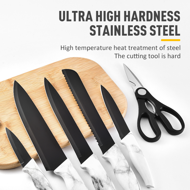 7 in 1 quality kitchen knives wholesale stainless steel kitchen knife set with plastic knife block图4