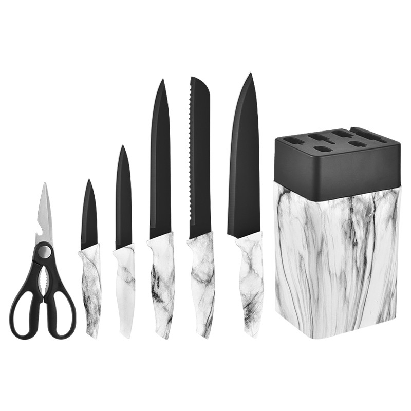 7 in 1 quality kitchen knives wholesale stainless steel kitchen knife set with plastic knife block图7