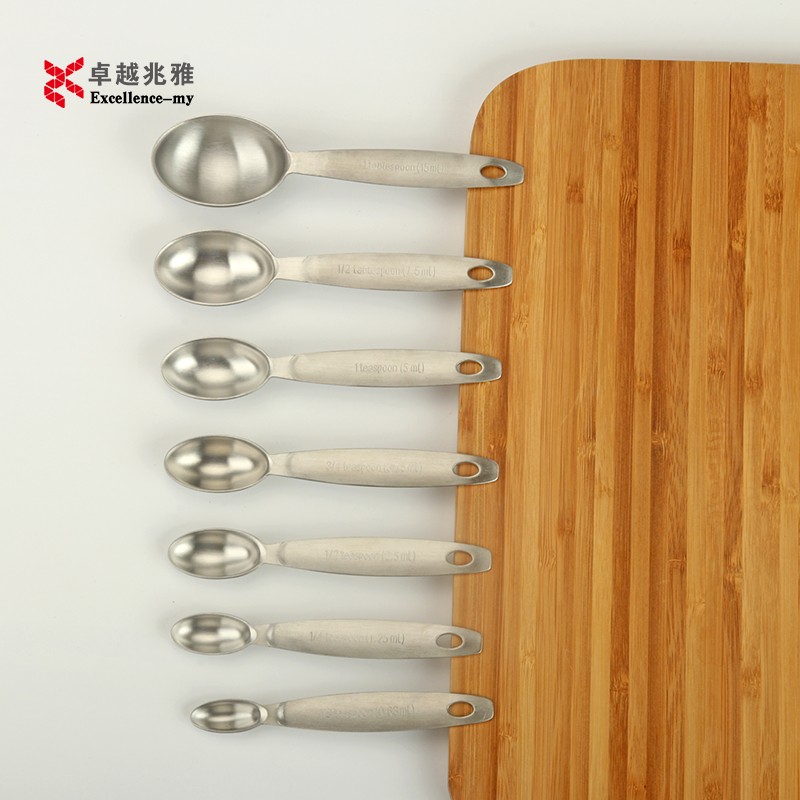 7pcs Oval Shape Stainless Steel Measuring Spoon Set Measuring Spoons for Dry Liquid ingredient图2