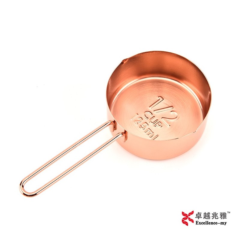 Copper Plated Rose Gold 4 PC Stainless Steel Measuring Cup Set图3