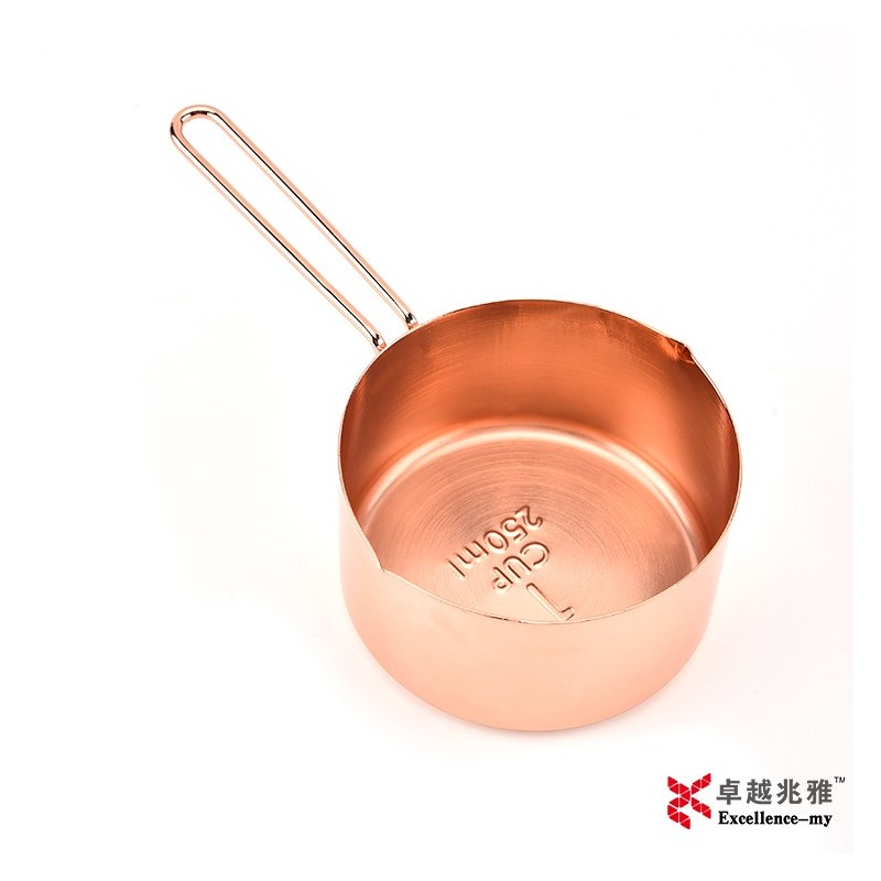 Copper Plated Rose Gold 4 PC Stainless Steel Measuring Cup Set图4