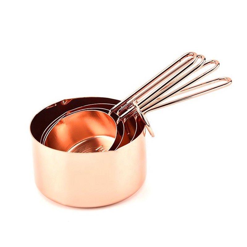 Copper Plated Rose Gold 4 PC Stainless Steel Measuring Cup Set图6