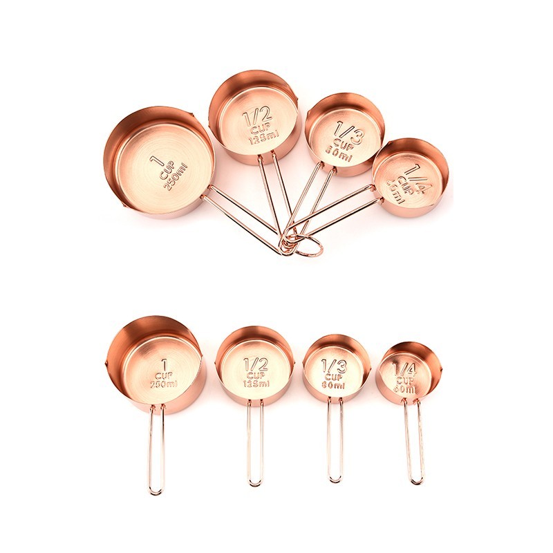 Copper Plated Rose Gold 4 PC Stainless Steel Measuring Cup Set图5