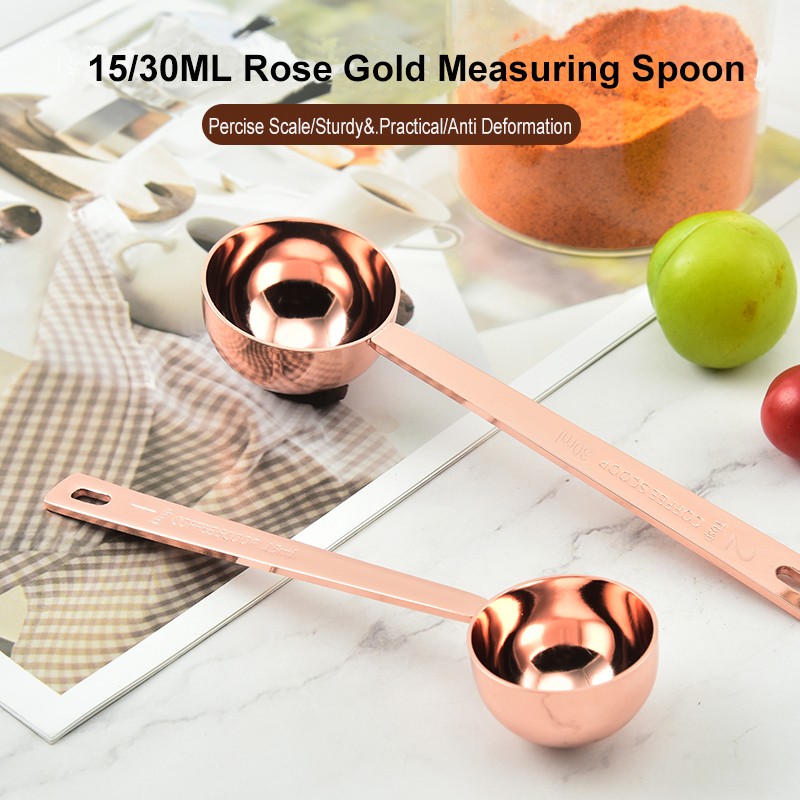 1 TBSP Rose Gold Stainless Steel Measuring Spoon Long Handle Tablespoon Measuring Coffee Tea Scoop图3