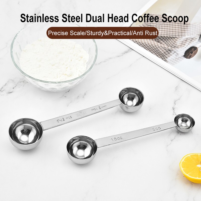 Double Head 5cc/15cc Stainless Steel Measuring Tea Coffee Spoon Heave Duty Powder Milk Measuring Sco图3