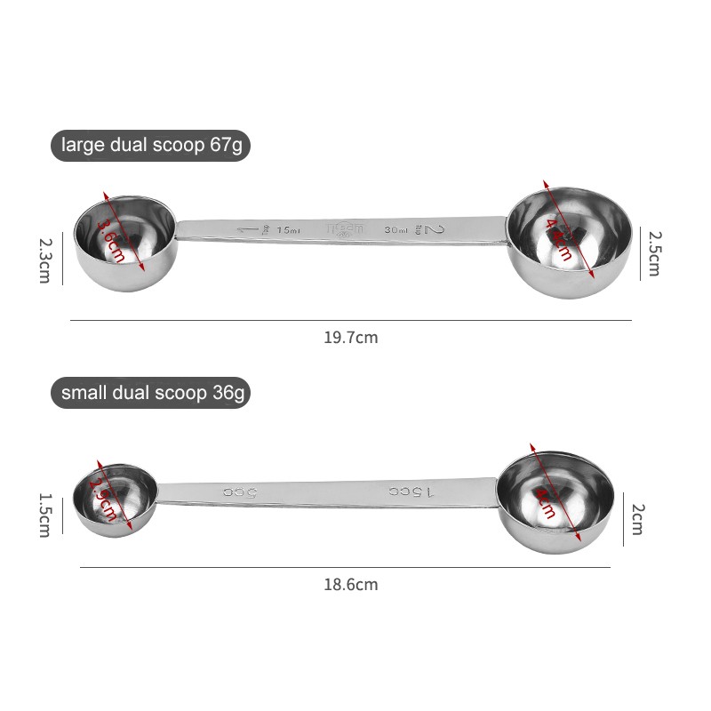 Double Head 5cc/15cc Stainless Steel Measuring Tea Coffee Spoon Heave Duty Powder Milk Measuring Sco图2