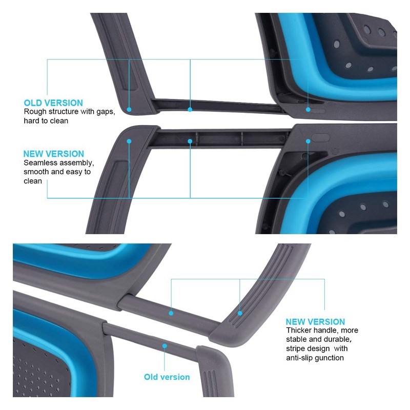 Silicone Kitchen Collapsible Colander Set With Handle Colander Veggies/Fruit Basket Strainers and Co图2