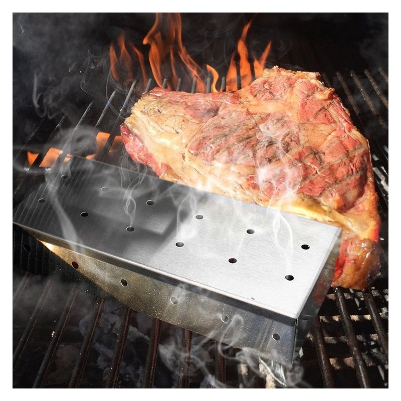 Outdoor BBQ tools 430# stainless steel BBQ wood chips smoker box for Barbecue meat图4