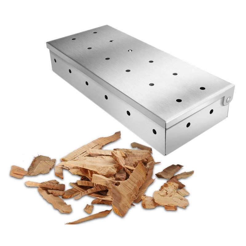 Outdoor BBQ tools 430# stainless steel BBQ wood chips smoker box for Barbecue meat图6