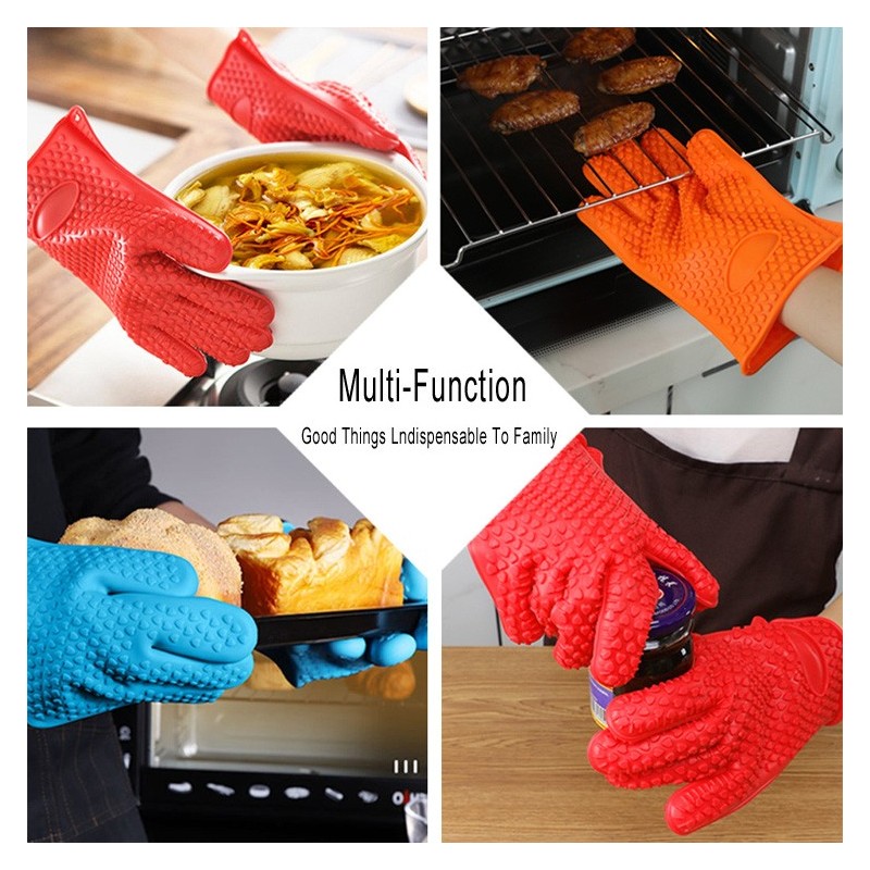 custom heat resistant silicone kitchen mitts for kitchen cooking Baking oven mitt图2