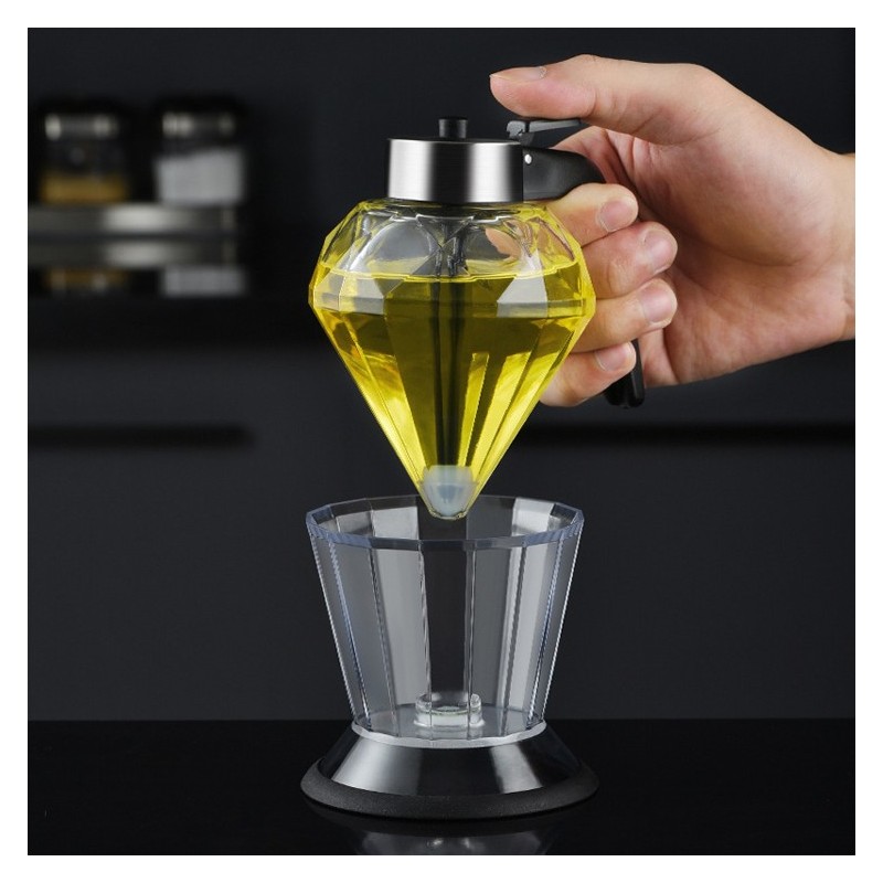 New Design Kitchen Cooking Glass Maple Syrup Oil Dispenser Diamond Oil Bottle图3