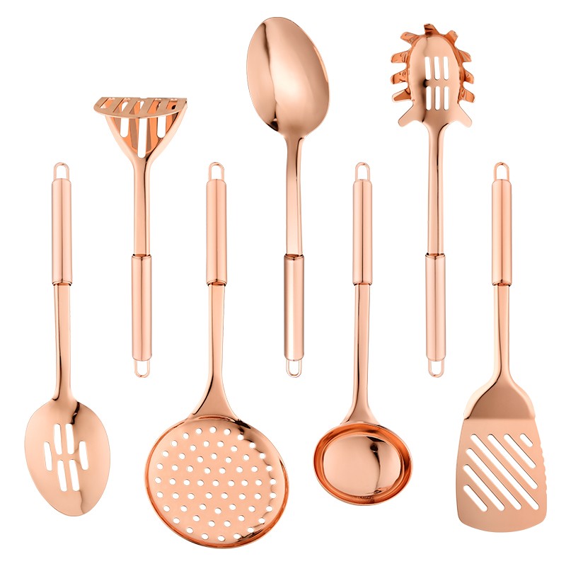 2021 New Restaurant Luxury Rose Gold Kitchen Utensils Stainless Steel Kitchen Accessories Utensil Se图7