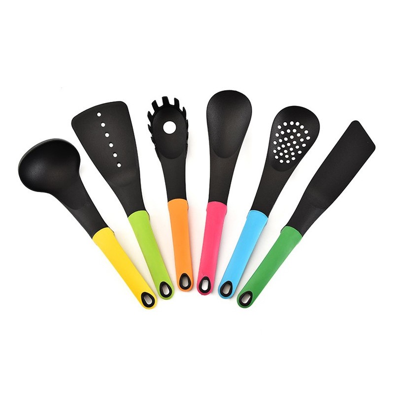 Hot Sale 7 Pieces Colorful Non Slip Silica Gel handle Nylon Kitchen Cookware Tools Set图2