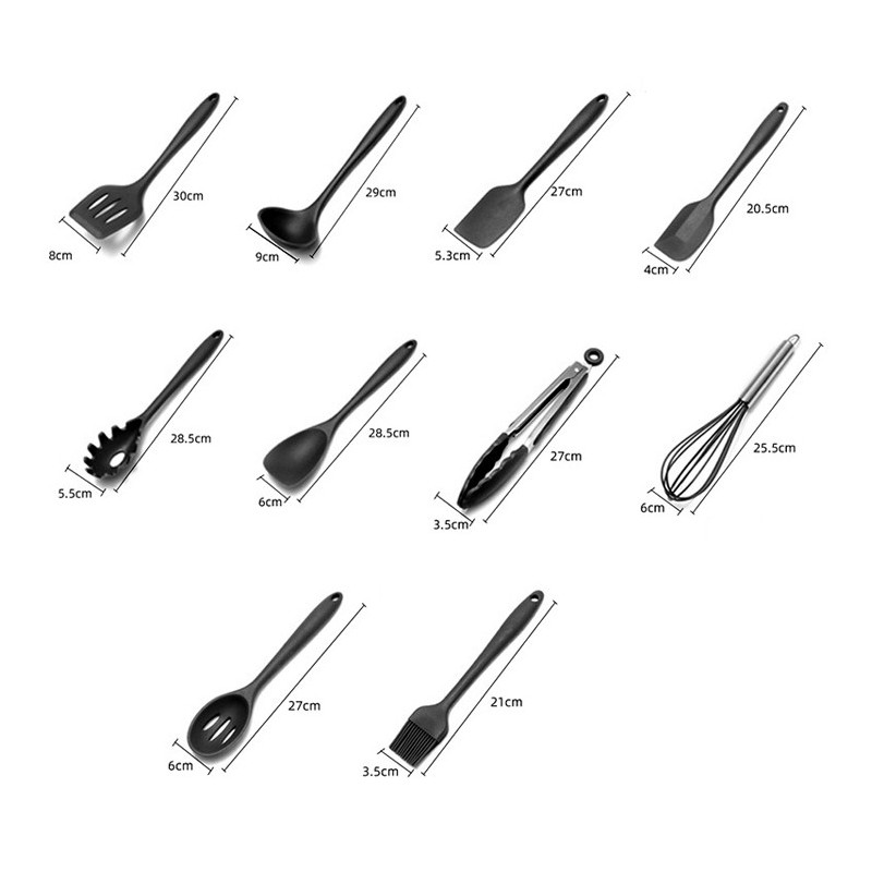 Chinese supplier sells high quality 10pcs set of silicon kitchen utensil silicone cookware set图4