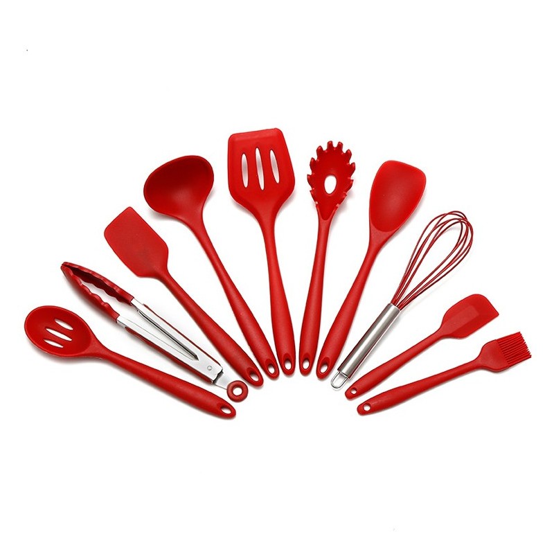 Chinese supplier sells high quality 10pcs set of silicon kitchen utensil silicone cookware set图7