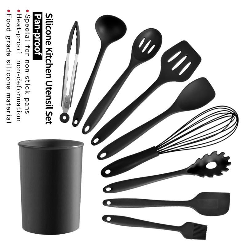 Customized Color Kitchen Creaming Baking Tools Silicone 9 Piece Spatula Set Premium Large Whisk Scra图3