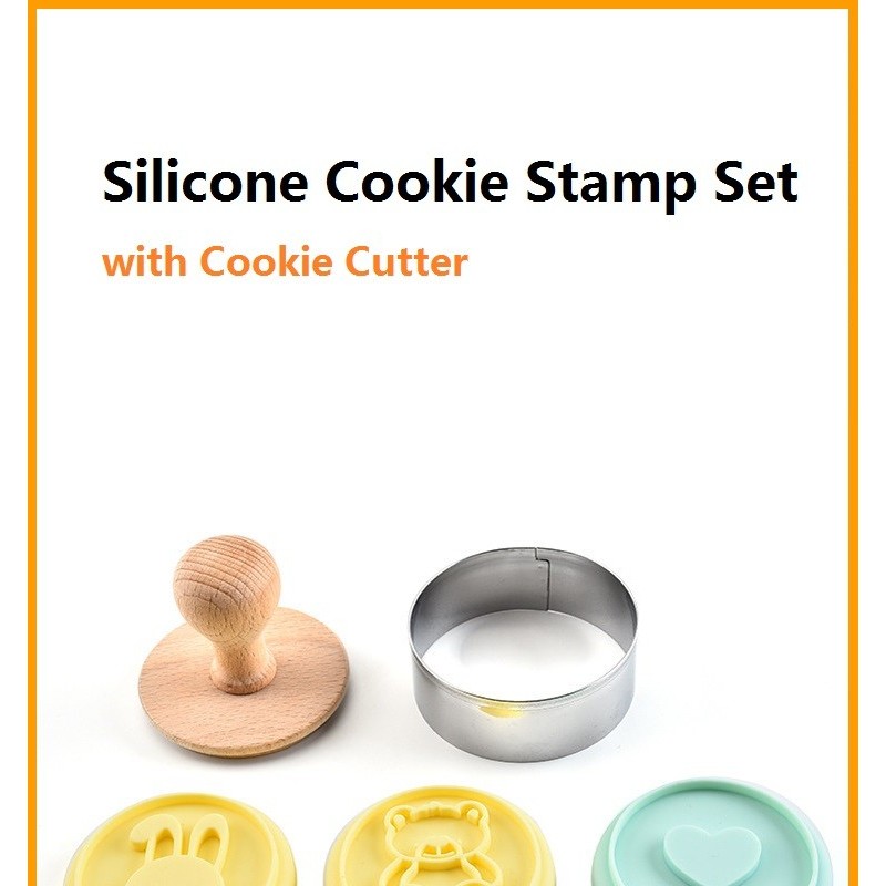 Jianhong Silicone Cookie Stamp Set with Cookie Cutter Fondant Embosser Stamp Round Fondant Stamp图9