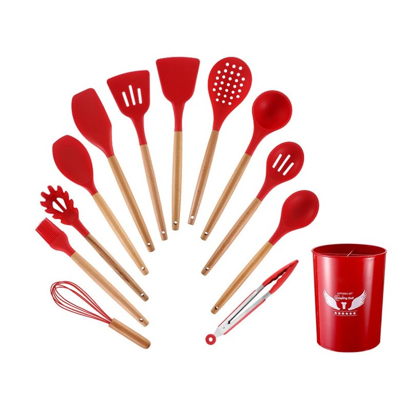 Ready to ship non-stick 13 kitchen set accessories Silicone kitchenware cookware set with a storage 图6