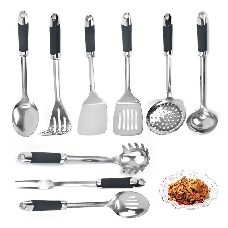 Manufacturers wholesale stainless steel kitchen utensil spatula soup spoon set for cooking图2