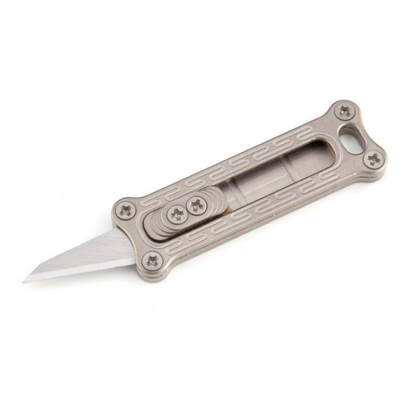 Brass or Titanium-alloy Daily Mini Pocket Utility Knife with 10 Replaceable Blades and Screwdriver图2