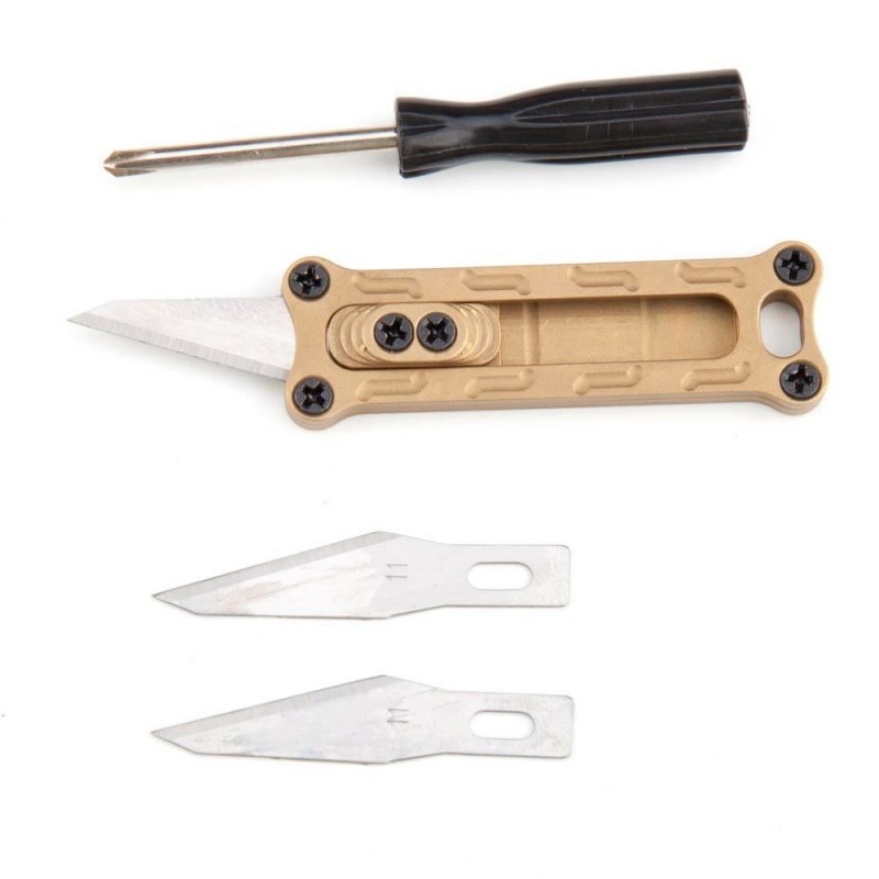 Brass or Titanium-alloy Daily Mini Pocket Utility Knife with 10 Replaceable Blades and Screwdriver图4