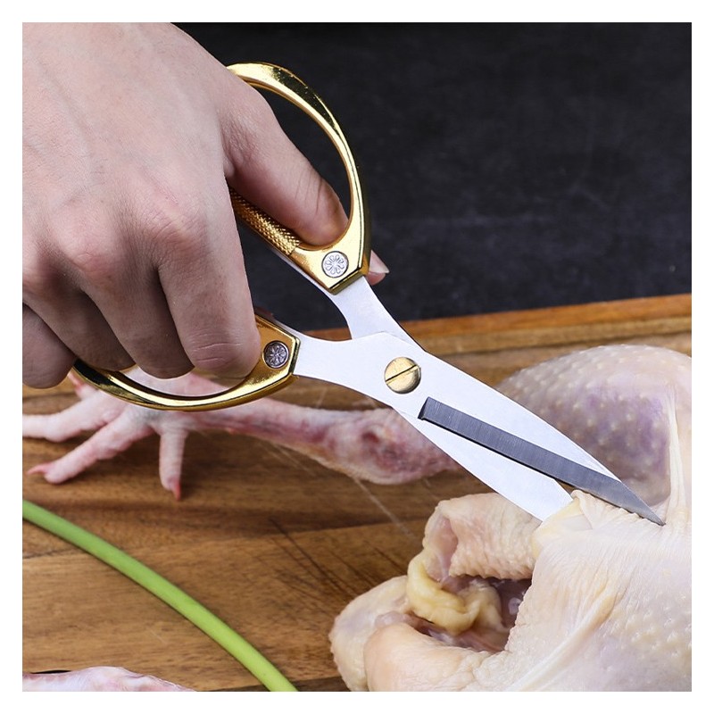 High Quality Household 8inch Zinc alloy handle kitchen stainless steel scissors图3