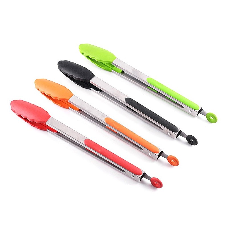 7inch 9inch 12inch Kitchen Utensils Food Grade Silicone Kitchen Food Tong With Lock Steel Handle图5