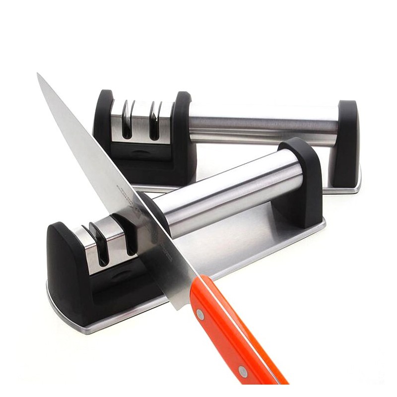 Hot sales 2020 manual kitchen stainless steel 2 stage knife sharpeners with ceramic rod图2