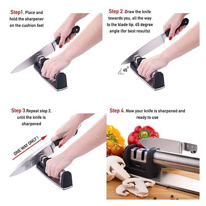 Hot sales 2020 manual kitchen stainless steel 2 stage knife sharpeners with ceramic rod图5