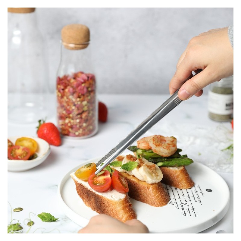 Fine Tweezer Tongs Extra-Long Kitchen Tweezers Stainless Steel food Tongs For Cooking Tongs图2