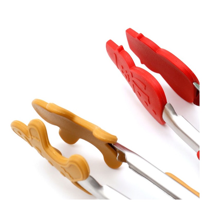 Christmas Silicone Food Tongs Stainless Steel mini kitchen tongs barbecue food tongs图4