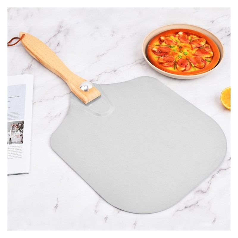 Hot sell Pizza peel shovel pizza spatula Aluminum Metal Pizza Paddle with Foldable Wooden Handle图2