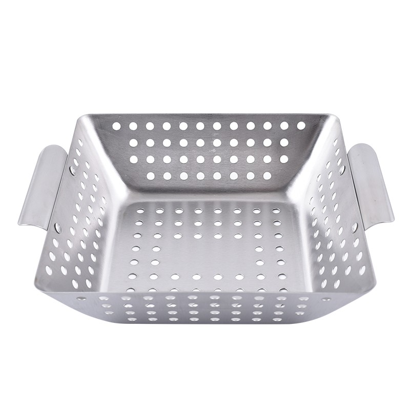 Stainless Steel Rectangular Grilling Household Vegetable BBQ Basket BBQ BBQ Hole Leaky Plate Outdoor图5