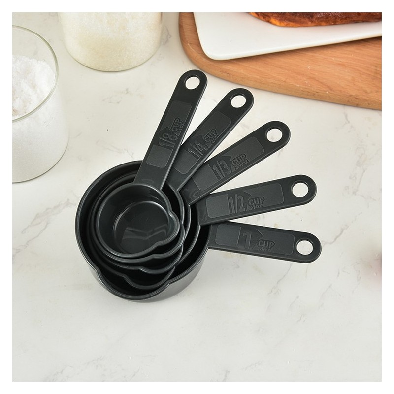 11 Pcs Black Plastic Measuring Cups and Spoons Set for Baking Coffee Kitchen Accessories图2