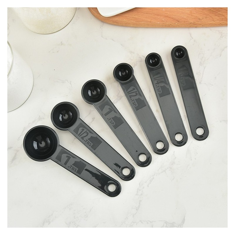 11 Pcs Black Plastic Measuring Cups and Spoons Set for Baking Coffee Kitchen Accessories图3