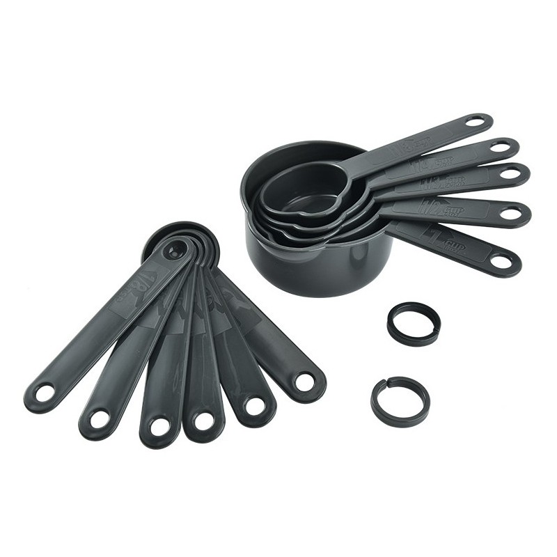 11 Pcs Black Plastic Measuring Cups and Spoons Set for Baking Coffee Kitchen Accessories图5