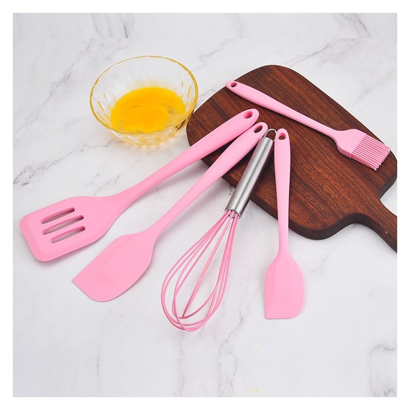 igh Quality Top Rated 6 Pieces Colorful Kitchen Tools Cooking Utensils Scraper Kids Silicone Baking 图2